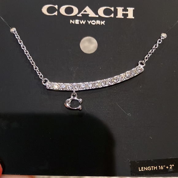 Coach Signature Pave Bar Necklace 91431 silver - Picture 5 of 6